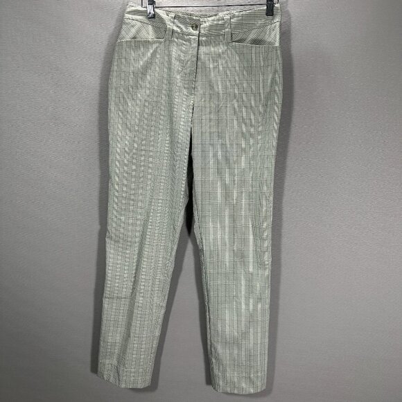 Tilley Pants Womens 8 Grey Plaid Stretch Straight Leg Flat Front Pockets Golf - Picture 1 of 10